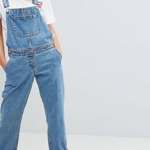 ASOS Petite Denim - Petite Mid-Wash Overalls